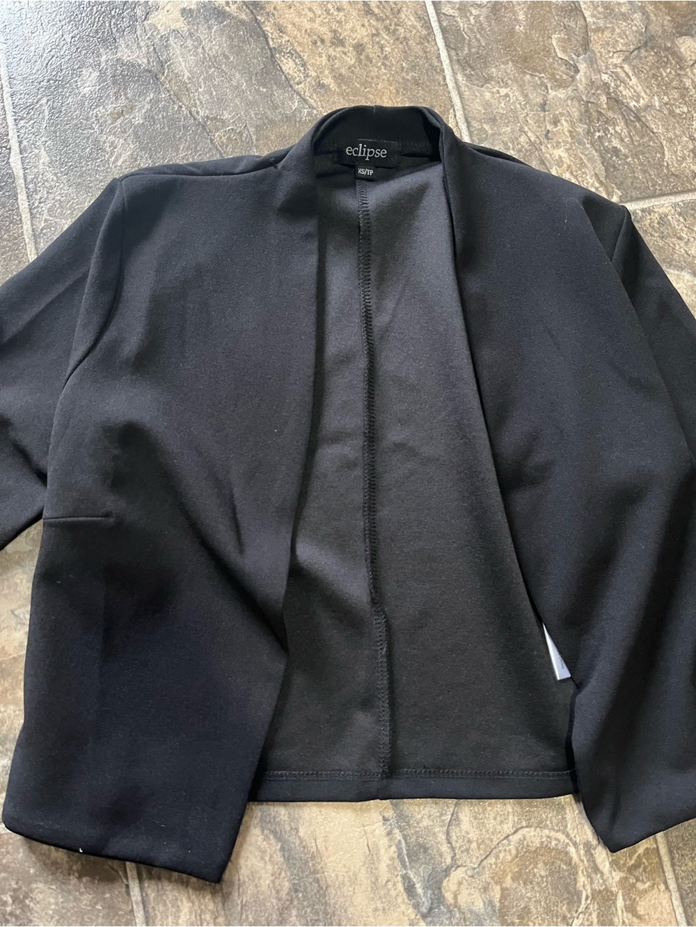 Eclipse Black Open-Front Women's xs 3/4 sleeve Jacket